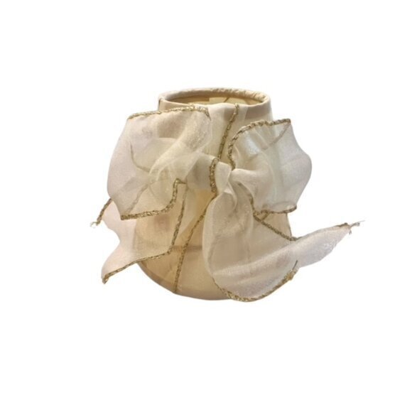 Vintage Mini Clip On Table Lamp Shades (2) Bow 4"‎ Tall Beige Coordinated Floral - Picture 2 of 12